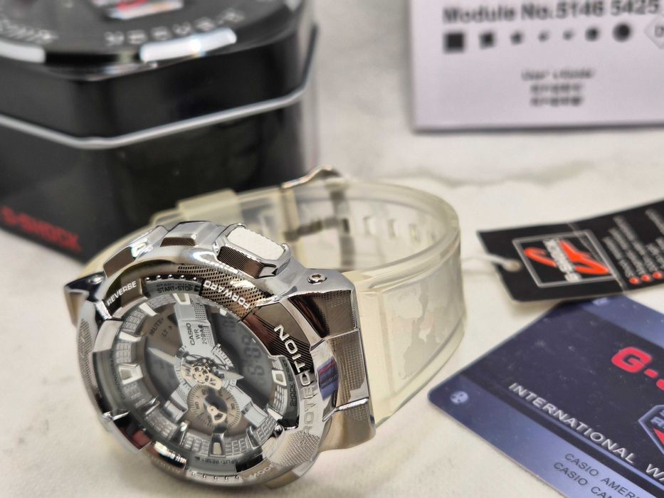 Ceas SPORT Casio g shock gm110 metal , silver jelly,NOU,Garantie 2 ani