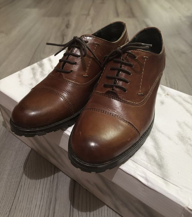 pantofi maro de dama oxford din piele