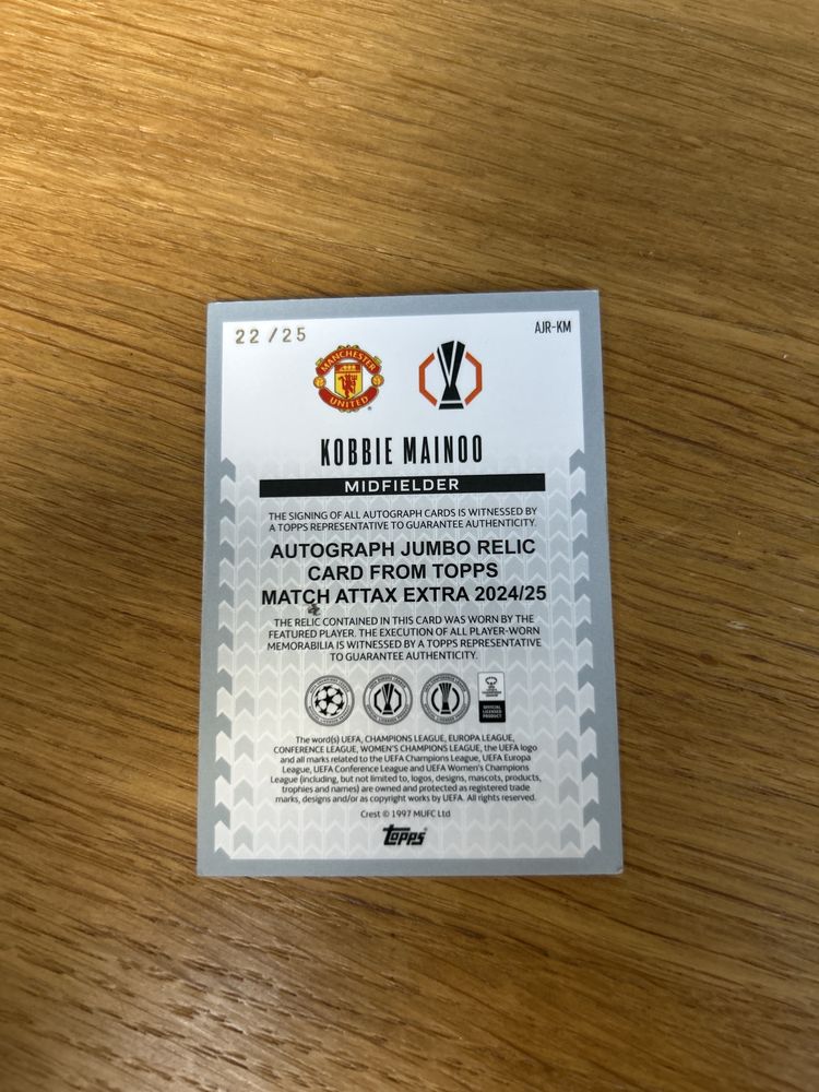 Match attack Kobbie Mainoo autograph jumbo relic