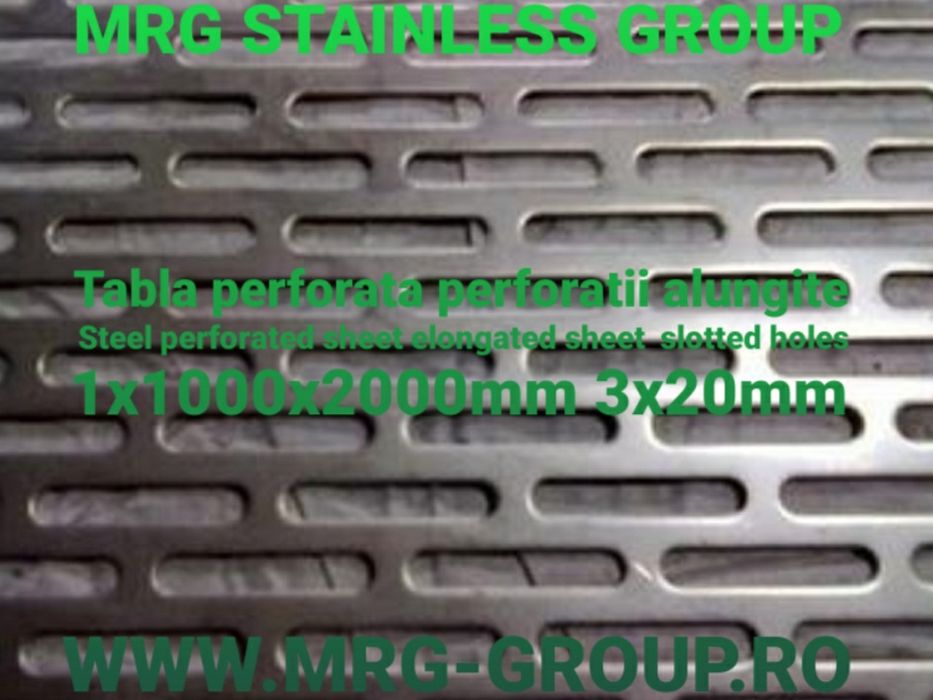 Tabla Perforată Oțel 1x1000x2000mm Perforații Alungite 3x20mm