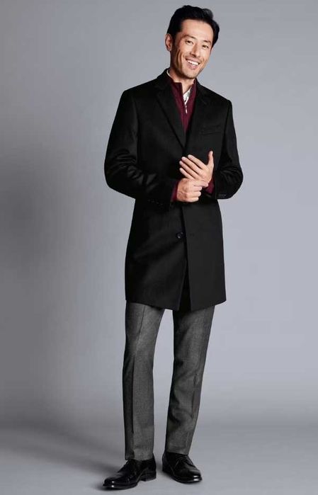 Palton slim 50 XL d lux Bruno Banani lana moale si casmir negru