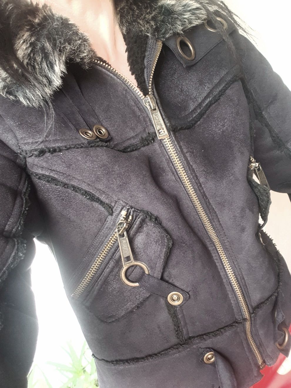 Зимно велурено яке с вътрешност от какакул