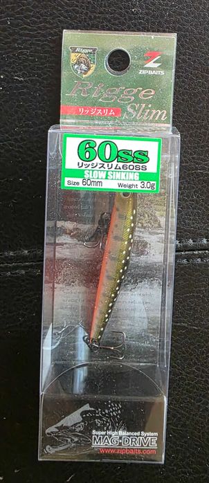 Воблер ZipBaits Rigge 60SS Slim Minnow Спининг Риболов  Раз.6 см.3 гр.