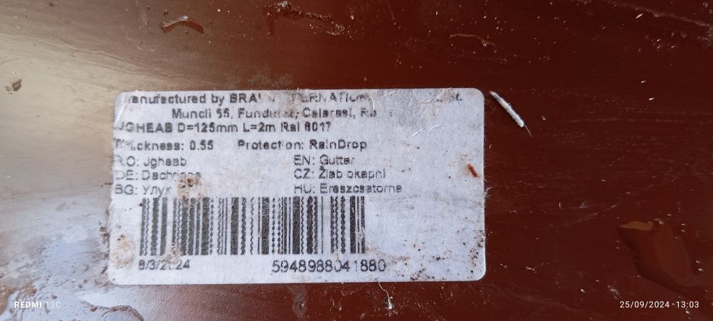 15 m de jgheab aluminiu vopsit 0,55mm