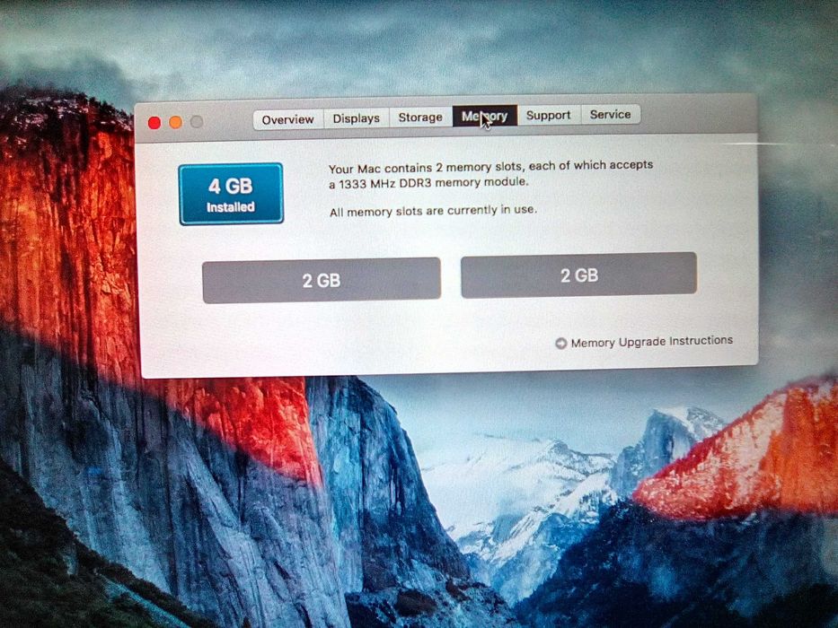 MacBook(13.3-inch)/Intel Core 2 Duo,2GHz/4gb RAM/500 GB HDD/El Capitan