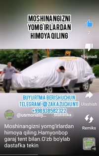 Moshinani yomg'irdan himoya qiluvchi tent