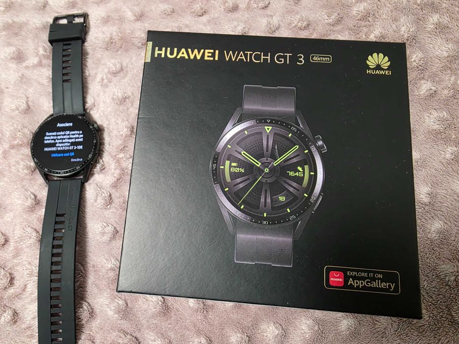 Huawei Watch GT3, 46mm Active Edition Black, IMPECABIL, garantie