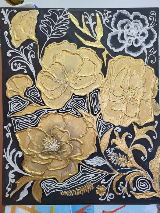 Минималистичный, текстурный цветы в интерьер
Техника: текстурная паст