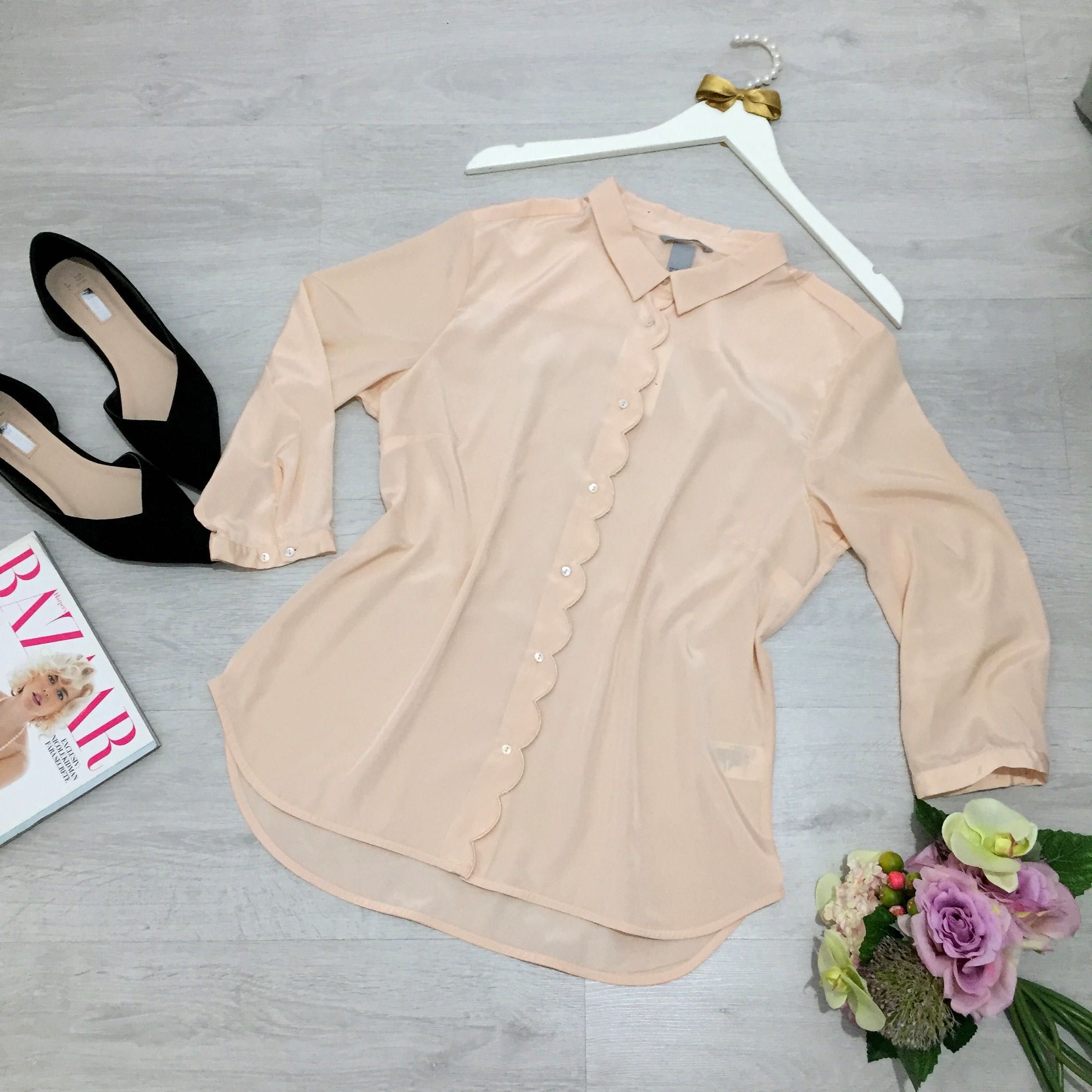 Bluza roz de dama tip camasa H&M marimea 42 XL