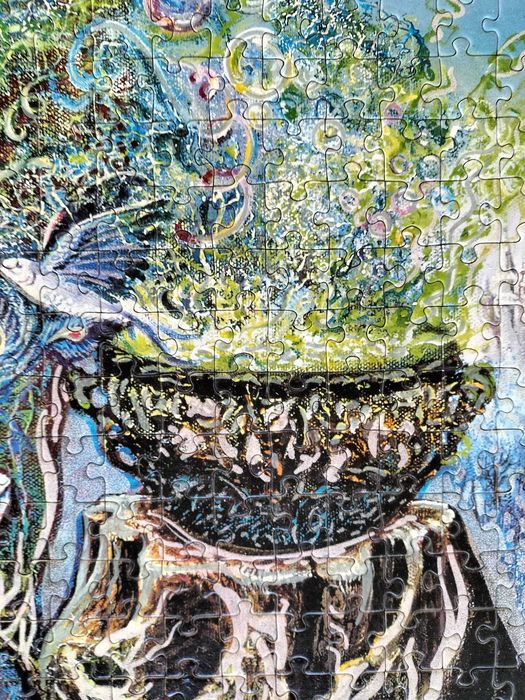Merlin puzzle frumos fixat ca tablou, cu ramă