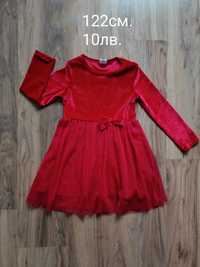 Коледна червена рокля за момиче 122см.