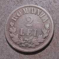 Moneda din argint 2 lei 1873 România regele Carol I, calitate, rară