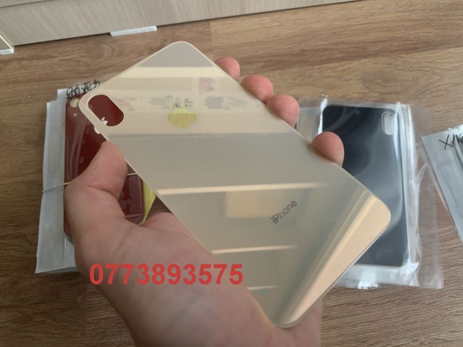 Capac sticla Iphone 8 8 Plus X 10 XS XR MAX spate carcasa gaura mare