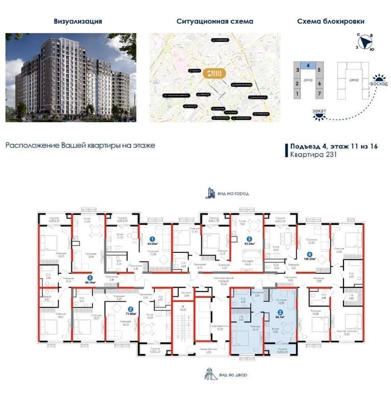 ЖК NRG Meros, бизнес класс, 2/11/16, 54,7 м², черновая отделка