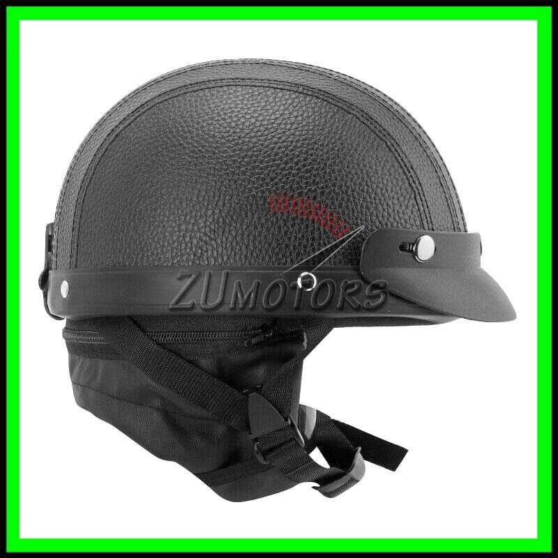 Casca moto Retro scuter Vespa Chopper Piele - Negru