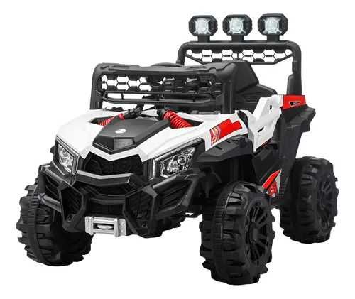 Masina electrica copii multiculori, 12V, control volan+acceleratie Alb