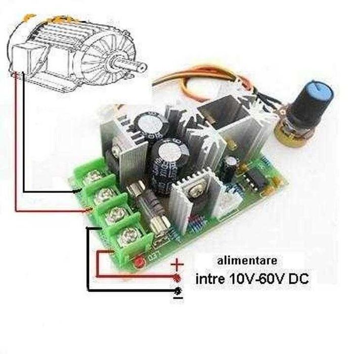 Variator regulator de turatie motor cc PWM 20A 10-60V -control regulat
