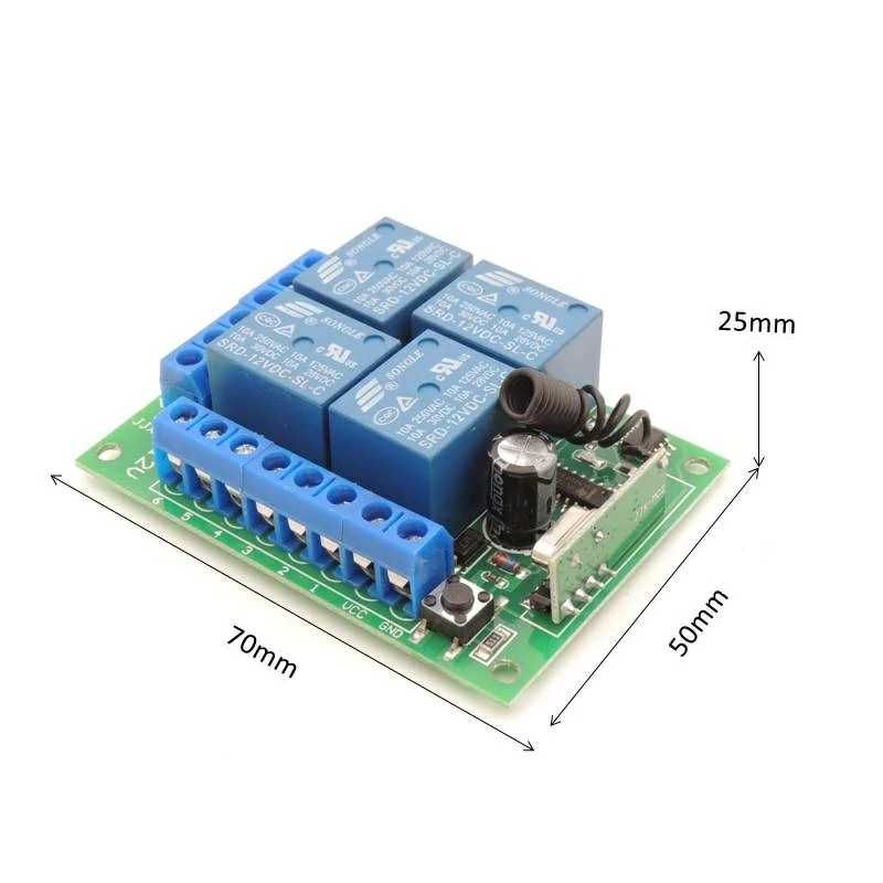 Releu cu telecomanda 4 canale 12V modul cu 4 relee si 2 telecomenzi