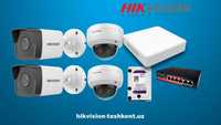 4 IP камеры видеонаблюдения готовый комплект hikvision
