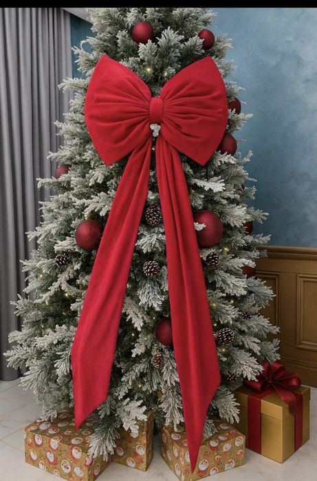 Fundă uriașă din catifea rosie 50 cm lungime si 2 m panglica