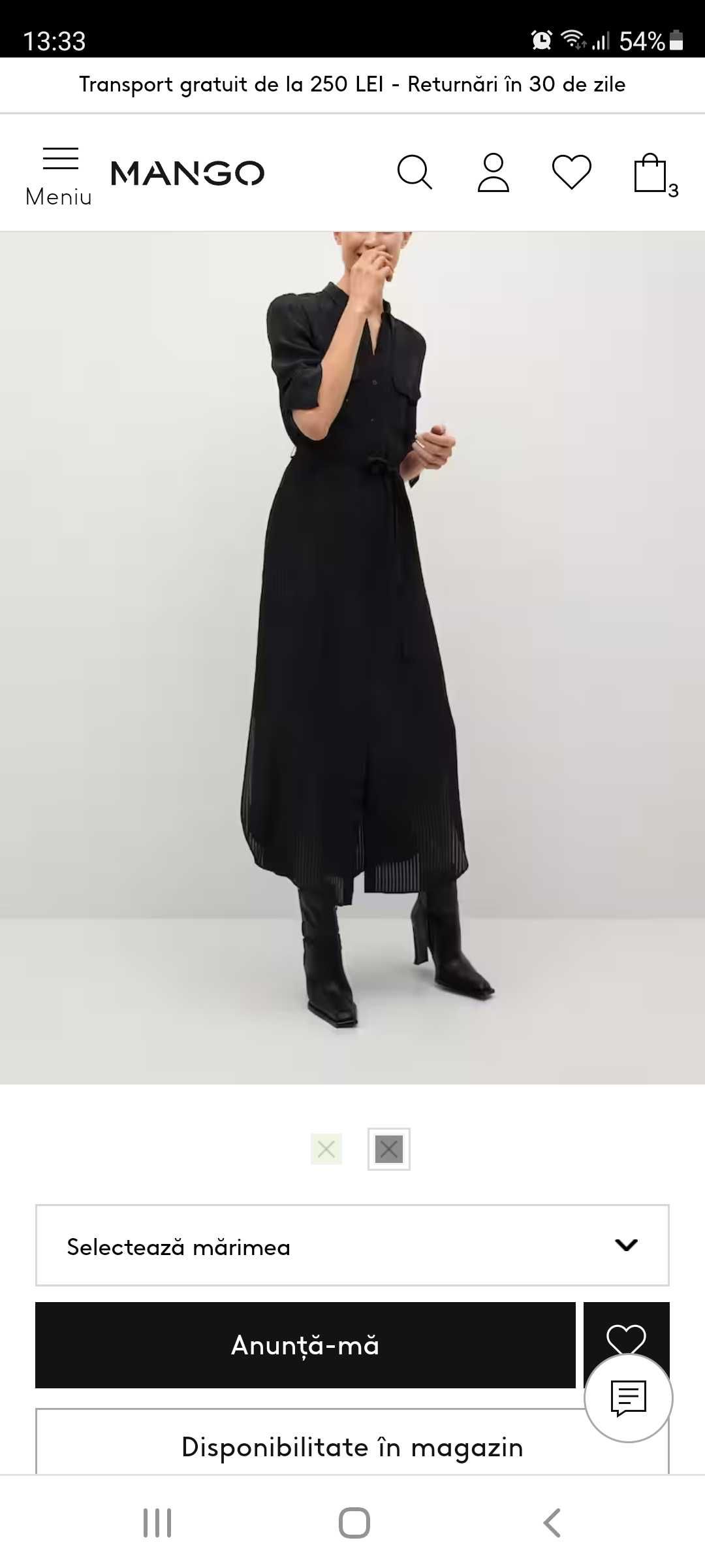 Rochie-cămașă lungă,neagra