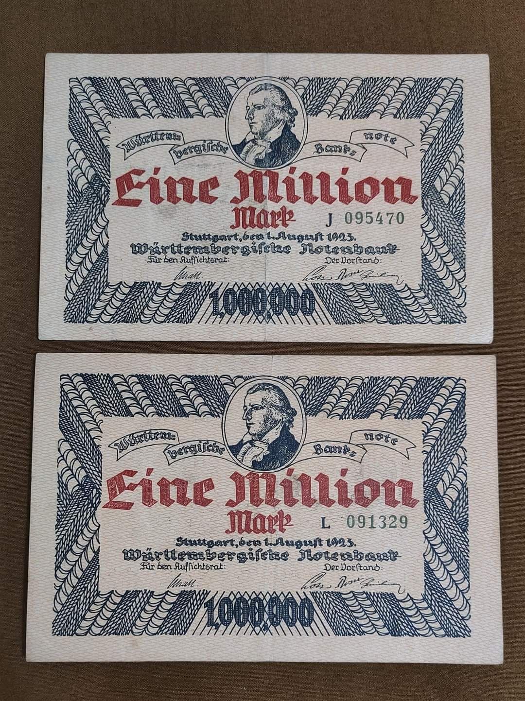 *Germania* 1 Milion Mark 1923 Württemberg-Notenbank
