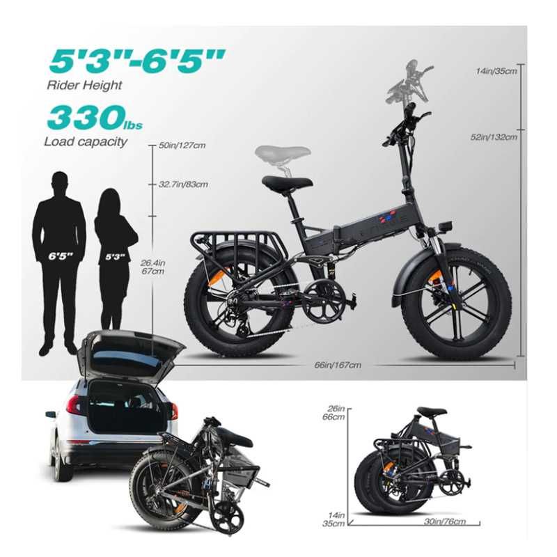 Bicicleta electrica ENGINE X, pliabila, 250W, anvelopa 20"x4.0"