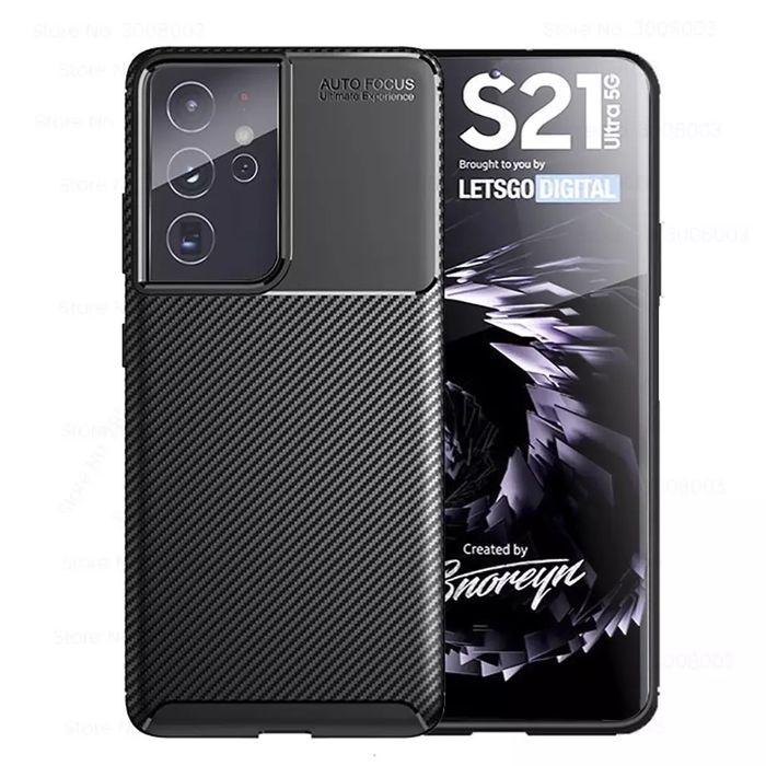 Samsung S21/S23/S24/S25 Plus Ultra Husa Autofocus Carbon Silicon Neagr