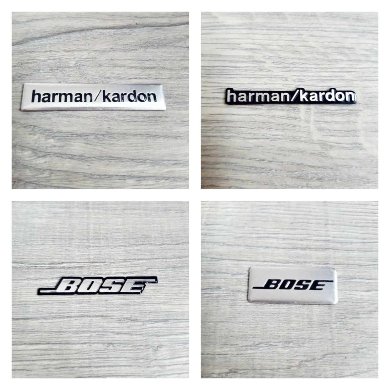 Set-4-Embleme-Sigla-Logo-Sticker-Bose-Harman-Kardon-Bmw-Audi-Mercedes