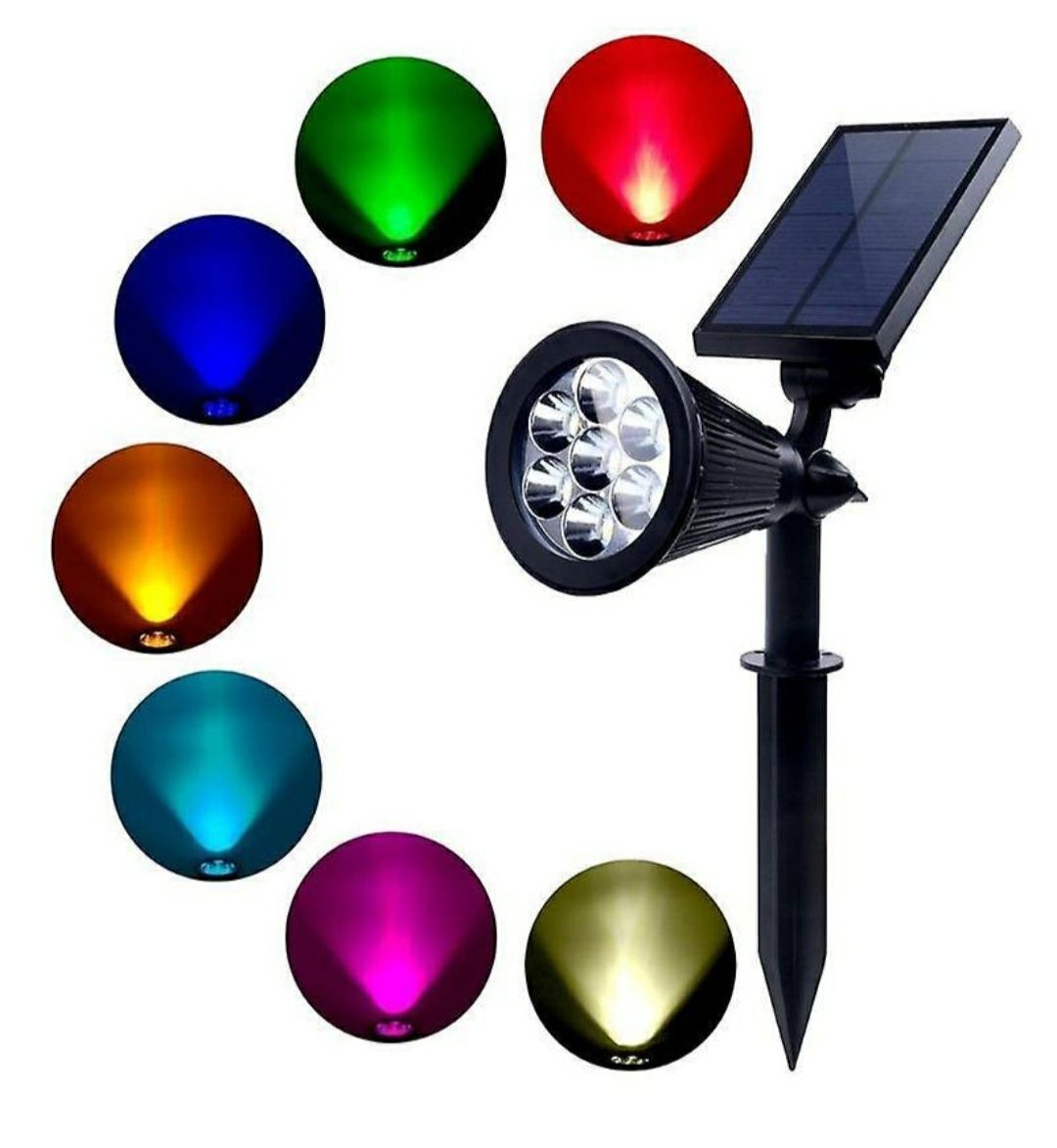 Lampa solara tip proiector Led RGB 7 leduri IP65 pentru curte-gradina