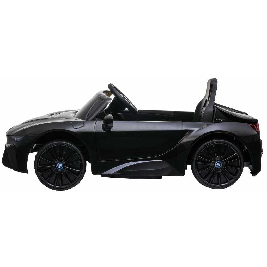 Masinuta electrica copii 1-6 ani BMW i8 cu Roti Moi, Scaun Piele Negru