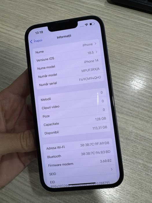 iPhone 14, 128GB, 5G, Midnight, Impecabil/CA NOU/30 Cicluri Incarcari!