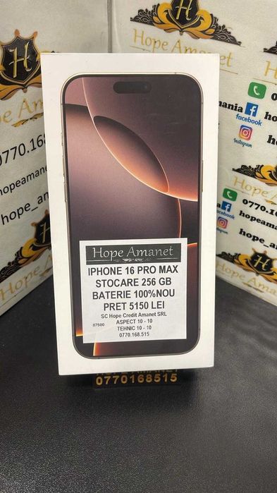 Hope Amanet P3 Iphone 16 Pro Max Nou