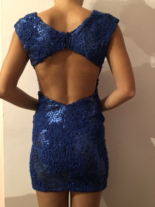 Официална рокля Junona в синьо с пайети