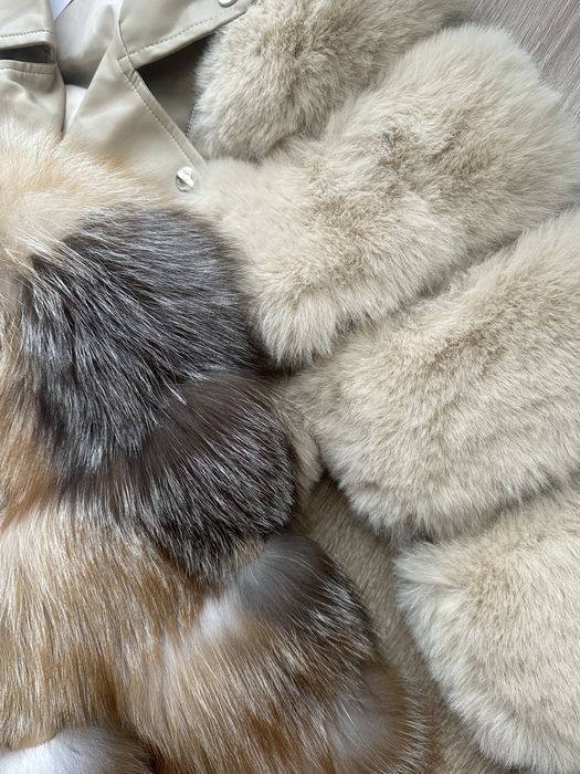 Geaca de piele / blana crem/bej