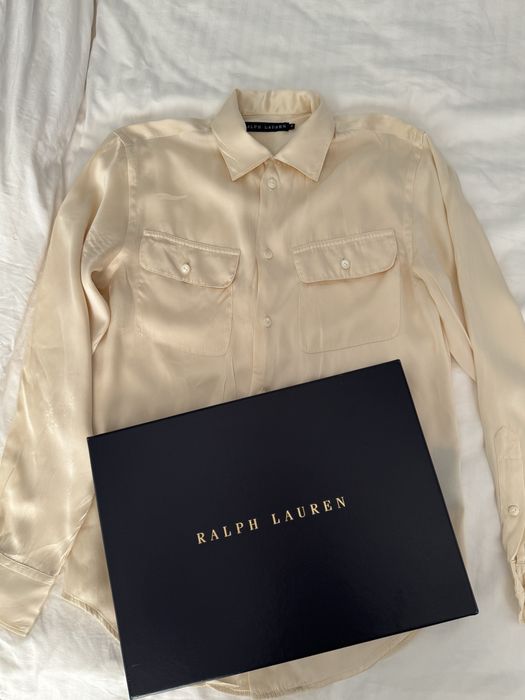 Cămașă Ralph Lauren din mătase naturală mărime S crem