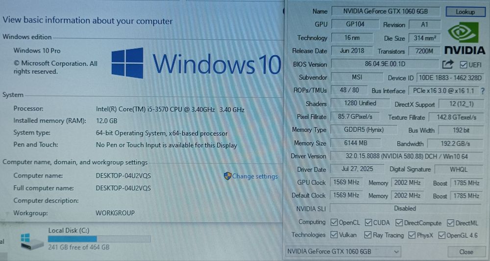 Компютър Fortnite/CS2/GTA V/PUBG със i5/GTX 1060/12GB RAM/500 HDD/WiFi