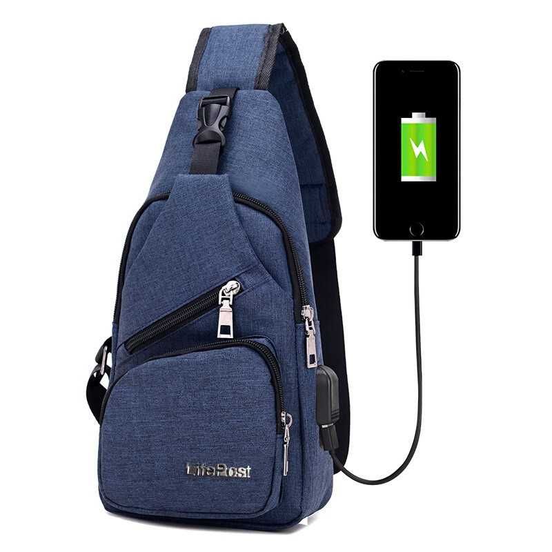 Удобна многофункционална чанта/раница през рамо с USB - BAG105 - 1).