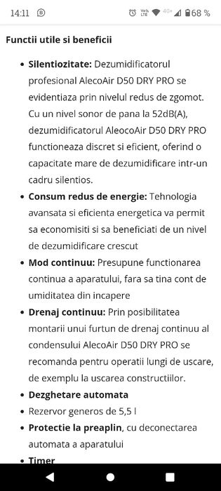 Dezumidificator 50 L/zi de inchiriat