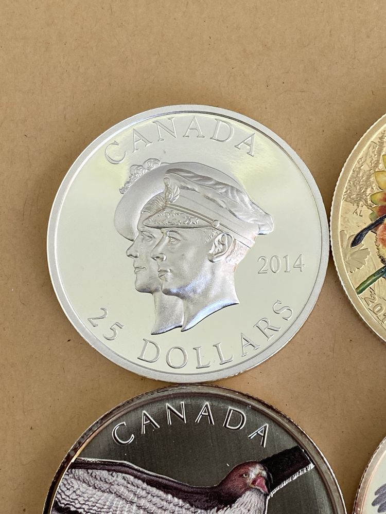 Colectie 6 uncii (monede) argint puritate 999, Canada.