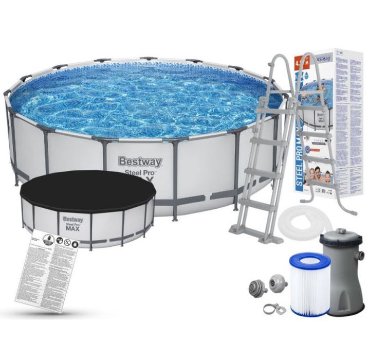 Голям външен басейн bestway steel pro max 457x122см
