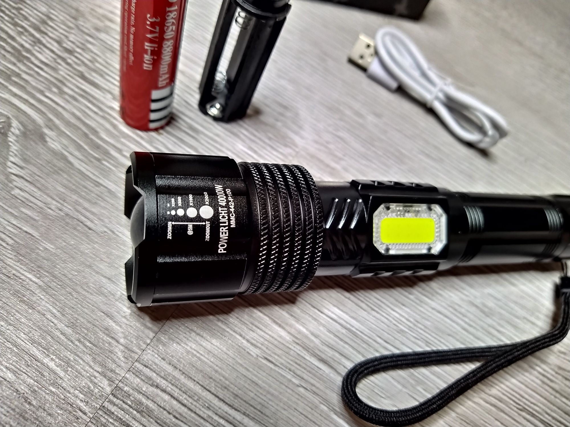 Lanterna Profesionala, Metalica Led MMC P100 + LED Cob Lateral