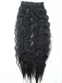 Къдрава коса със щипки, 80 см, неизползвана