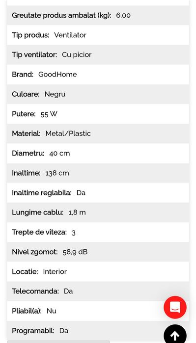 Ventilator cu telecomanda