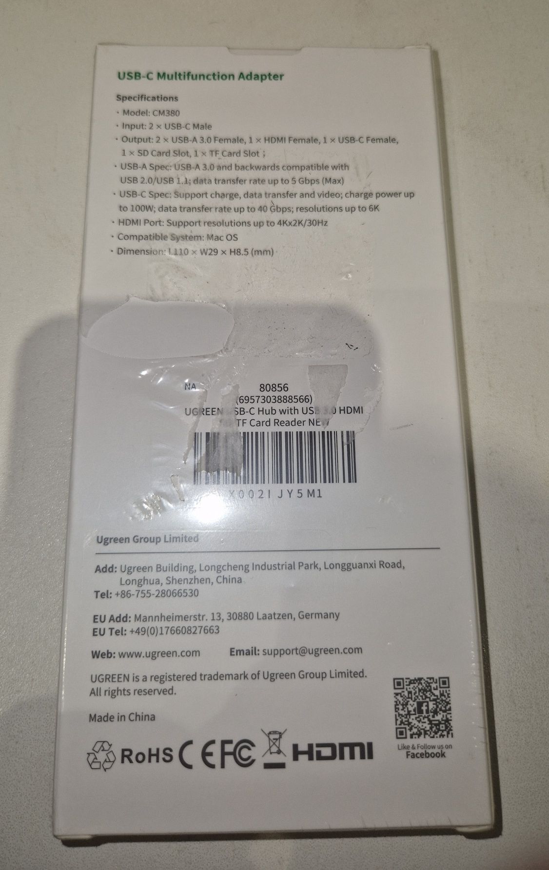 Переходник USB Type-C Dual Multi Function 6in1, UGREEN CM380
