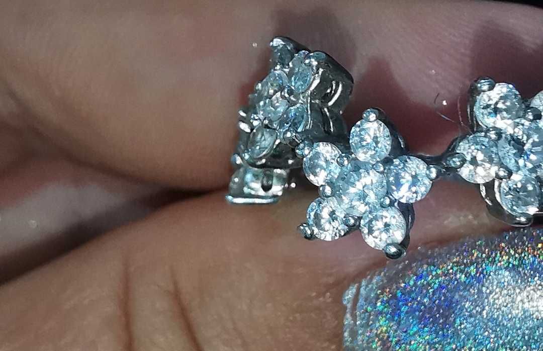 Inel din argint cu pietre cubic zirconia, flori