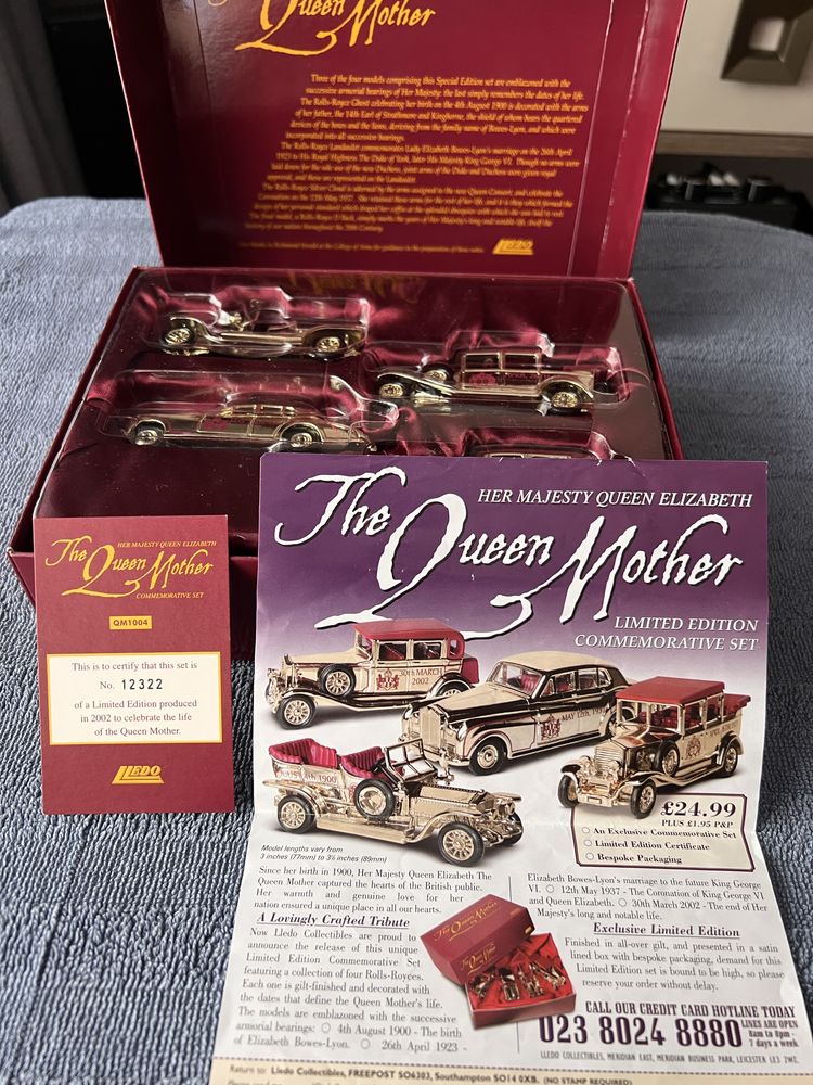 Lledo Limited Edition The Queen Mother Rolls Royce Commemorative Set.