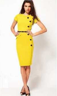 Красивое желтое платье, новое, на 42-44, 46 - 7,000 тенге