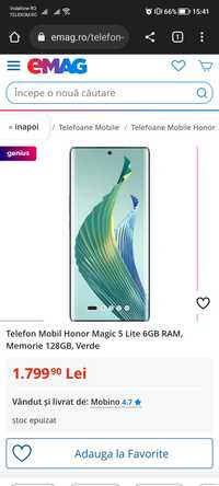 Telefon Mobil Honor Magic 5 Lite 6GB RAM, Memorie 128GB, Negru