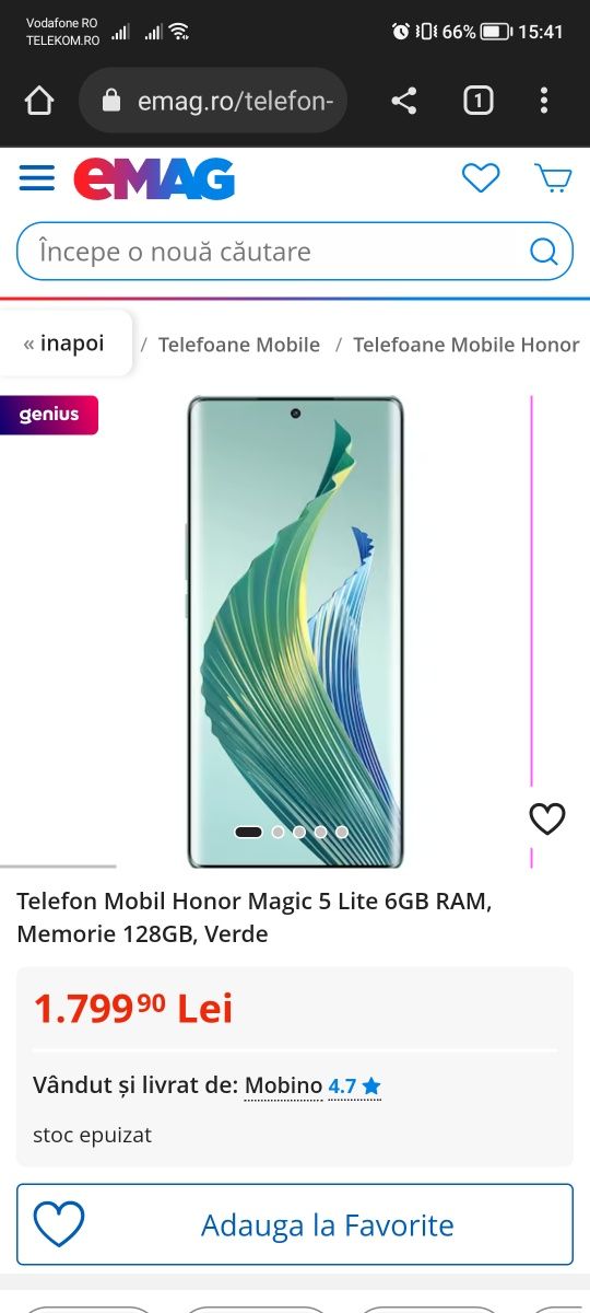 Telefon Mobil Honor Magic 5 Lite 6GB RAM, Memorie 128GB, Negru